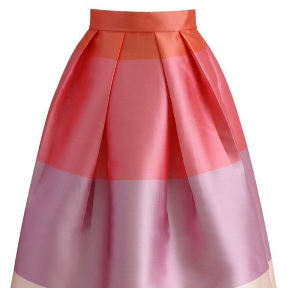 🌹ChicWish Striped Pleated Midi Skirt - Picture 2 of 8